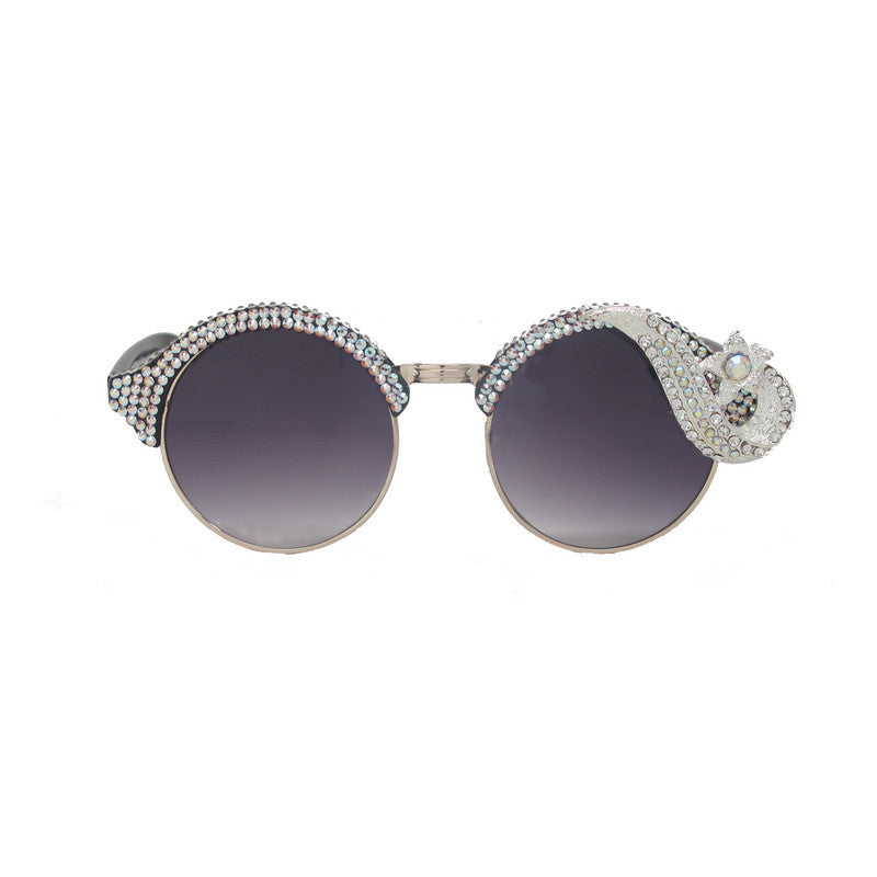 Piaf retro crystal round sunglasses