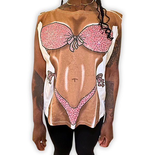 Crystal Pink Seashell Bikini Shirt