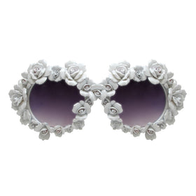 A-Morir Eyewear - Naomi White round floral sunglasses