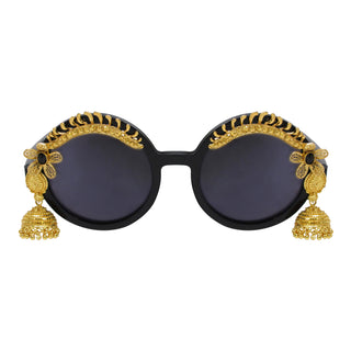 Elizabeth embellished gold lashes round oversize 