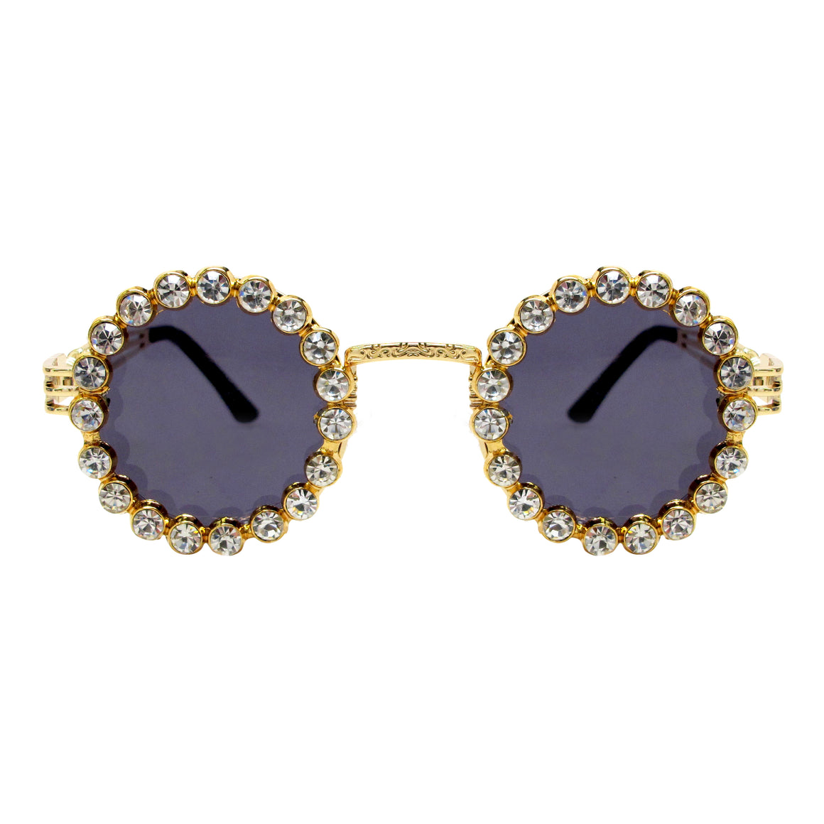 A-Morir Eyewear  BUJU Red And Gold Crystal Chain Retro Round - A