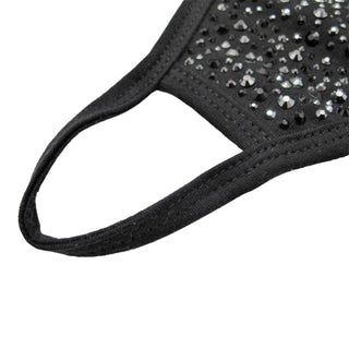 Black Cotton Crystal Face Mask