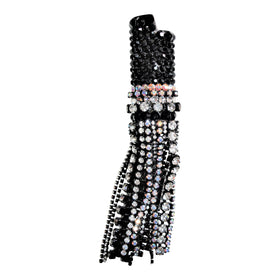Crystal Fringe Lighter Case in Black + White
