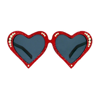McCready crystal adorned red heart shaped sunglasses