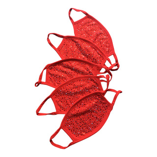 Red Cotton Crystal Face Mask