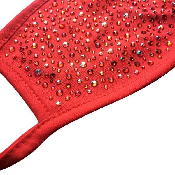 Red Cotton Crystal Face Mask