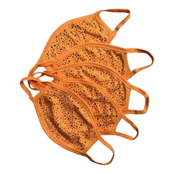 Orange Cotton Crystal Face Mask