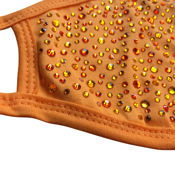 Orange Cotton Crystal Face Mask