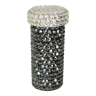 Crystal Pill Bottle in Hematite + Silver